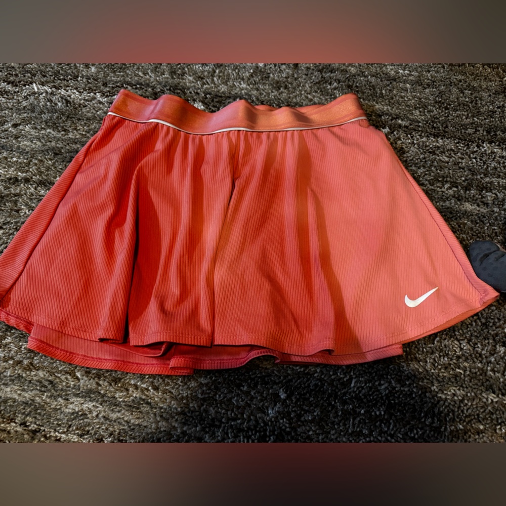 Nike Red Pleated Athletic Skirt with White Swoosh